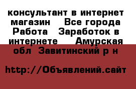 консультант в интернет магазин  - Все города Работа » Заработок в интернете   . Амурская обл.,Завитинский р-н